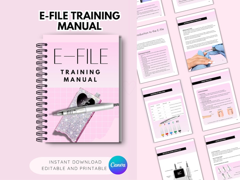 E-file Training Manual: Nail Tech Education (editable Canva Template ...