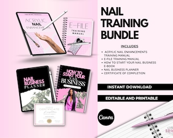 Nail Technician Business & Training Bundle, Step by Step Guide, Nail Tech, Nail Class, Certificate,  Educators, Students, Editable in Canva
