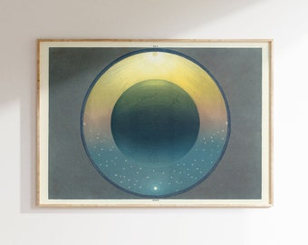 Noche y día, arte espacial, 1846. Impresión de arte vintage, arte de pared, póster de astronomía.