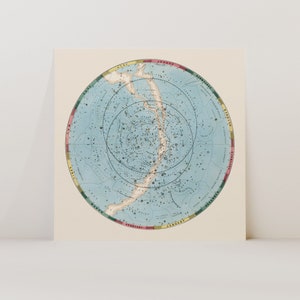 Transparante kaart van de hemel, 1851, Astronomie Print, Space Wall Art, Vintage.