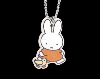 Collier Miffy fait main - Différents styles et tailles - chaîne à billes en acier inoxydable - kidcore, lapin, mignon, kawaii, années 2000, artistique