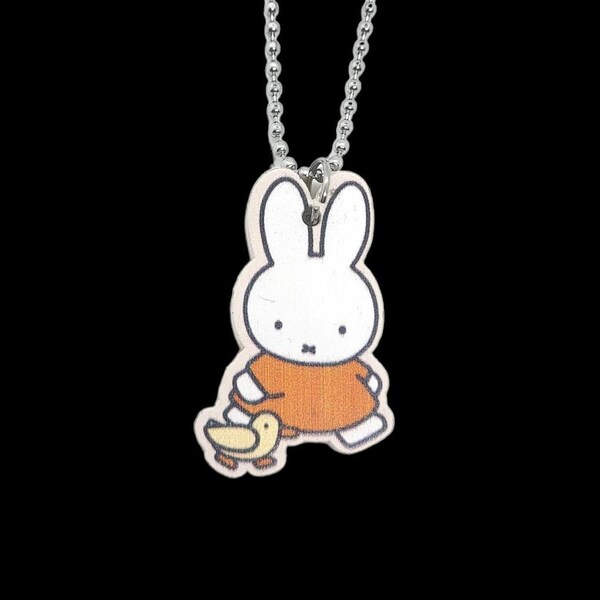 Handgemachte Miffy Halskette - Verschiedene Stile und Größen - Edelstahl Kugelkette - Kidcore, Bunny, Cute, Kawaii, 00s, artsy