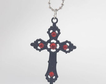 Collier croix victorienne gothique fait main - Différents styles et tailles - acier inoxydable - gothique, grunge, patineur, punk, étrange