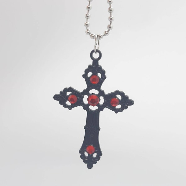 Collier croix victorienne gothique fait main - Différents styles et tailles - acier inoxydable - gothique, grunge, patineur, punk, étrange
