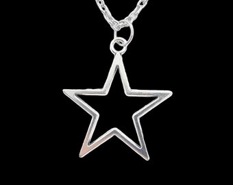 Collier étoile fait main - Différents styles et tailles - acier inoxydable - gothique, grunge, skater, kawai, mignon, fairycore, fée, céleste, lune
