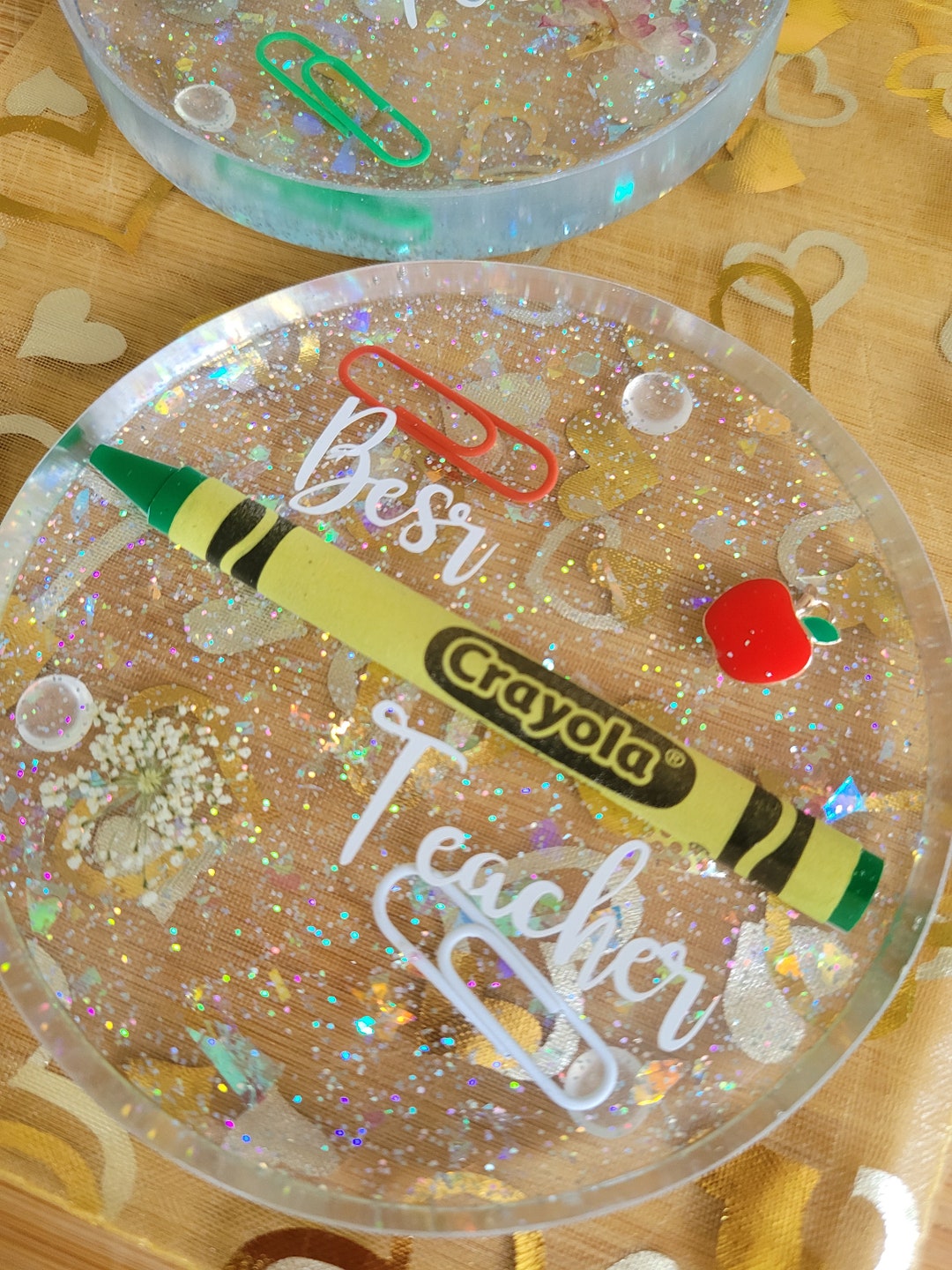 Teachers Gifts, Personalised Handmade Resin Coaster. - Etsy UK