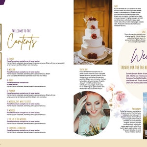 Indesign-mall: Bröllopstidning, broschyr, guide, flygblad, fotojournal, spara datumet