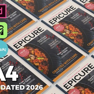 Recipe Book Template Canva InDesign | A5 Cookbook Layout | Affinity Publisher