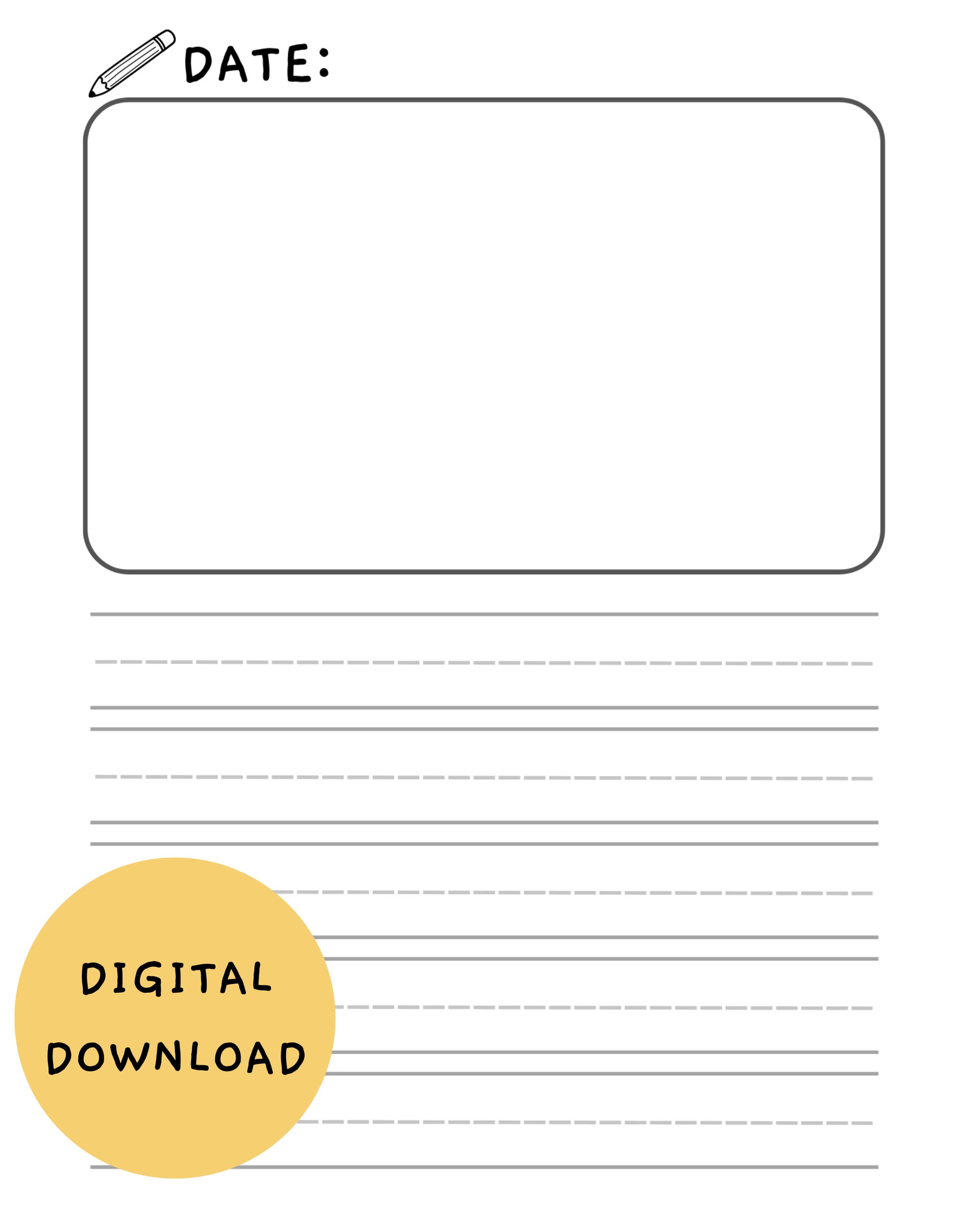 Draw and Write Printable Paper Practice Writing Paper With - Etsy