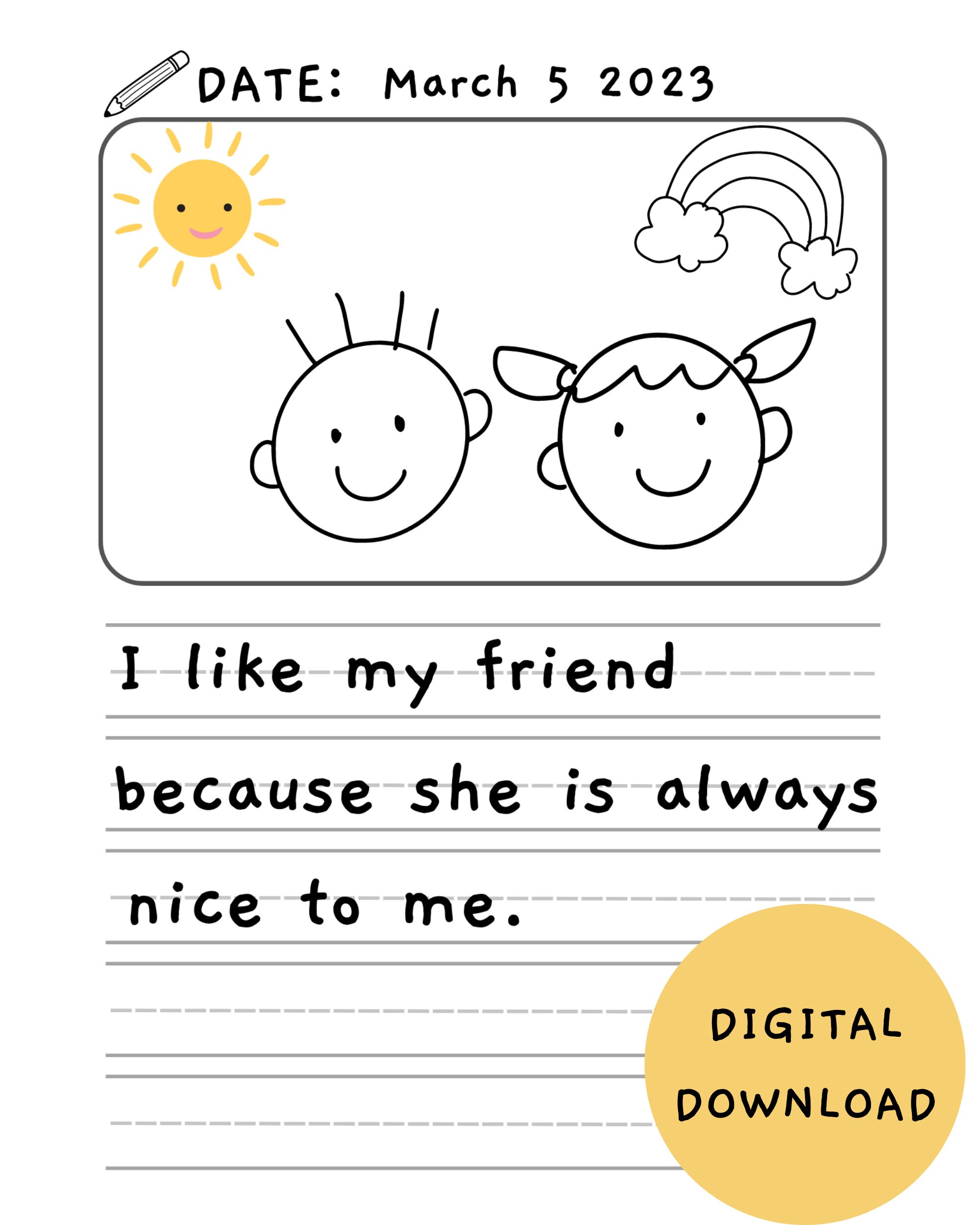 Draw and Write Printable Paper Practice Writing Paper With - Etsy