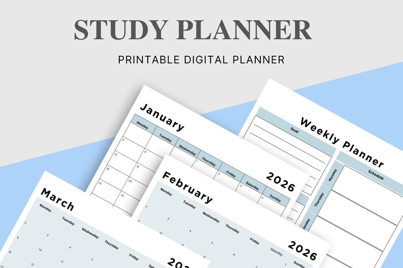 2026 Study Planner | Digital Student Planner PDF | Homework, Exam ...