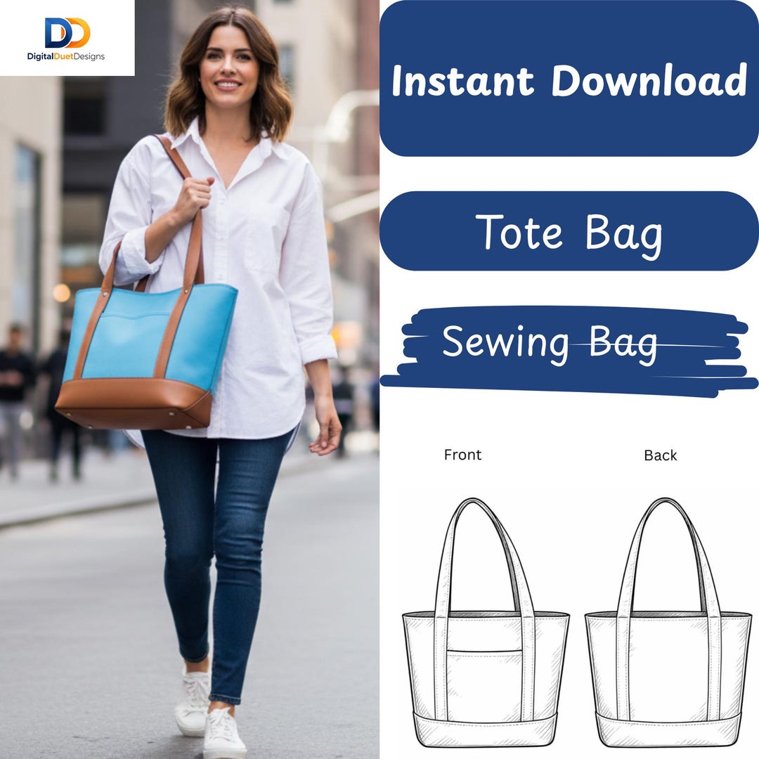 Tote Bag Sewing Pattern PDF | DIY Tote Bag Pattern | Digitaldownload ...
