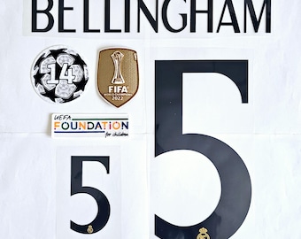 Bellingham #5 Nome set e toppe Football Heat Transfer Real Madrid 2023-2024