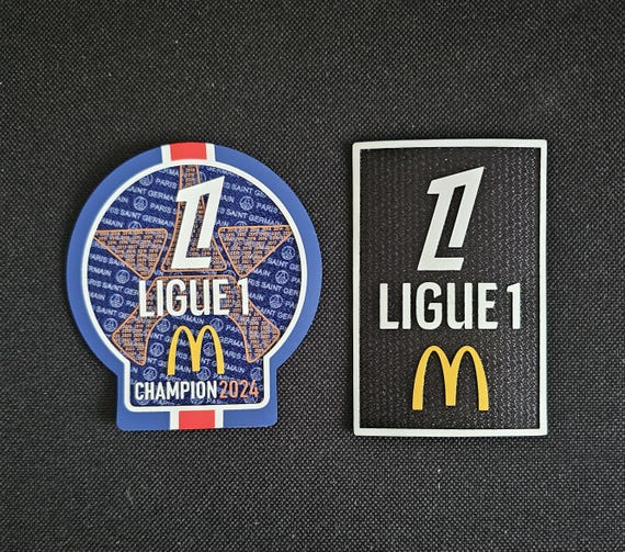 Distintivo toppa manica Ligue 1 e Ligue 1 Champions 2024-2025 Paris St Germain PSG Football Heat Transfer