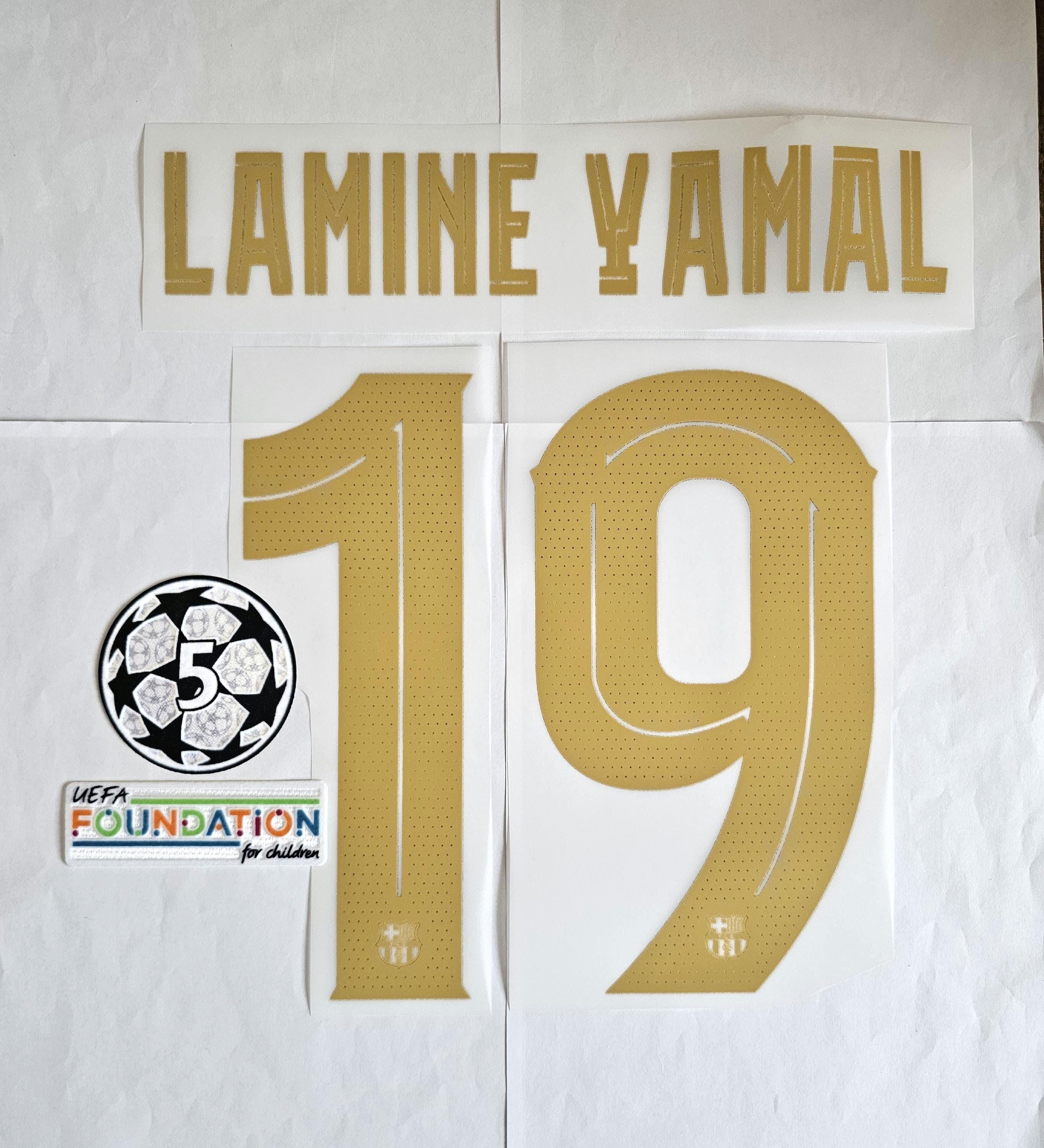 Lamine Yamal #19 Nameset Home Barcellona 2024-2025 Champions