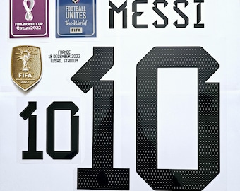 Messi #10 Nameset Argentina Coppa del Mondo Finale Qatar 2022 Toppa Manica Distintivo Squadre Nazionali Calcio Trasferimento Termico