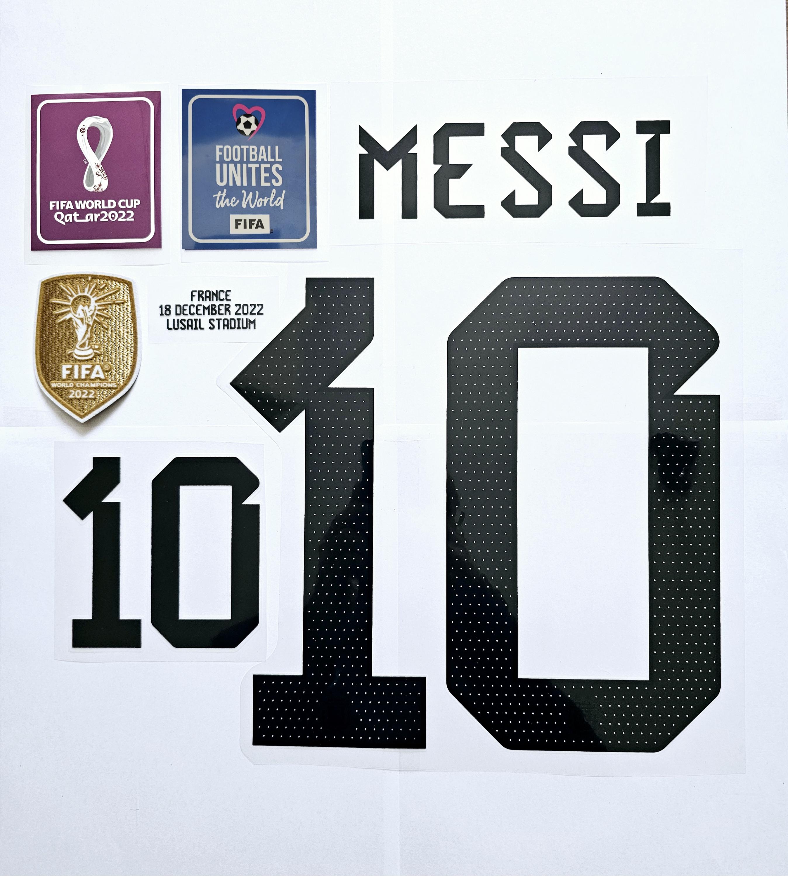 Messi #10 Nameset Argentina Coppa Del Mondo Finale Qatar 2022