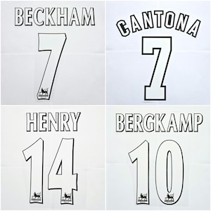 Beckham, Cantona, Henry, Bergkamp Nameset Calcio Trasferimento di calore Manchester United Arsenal