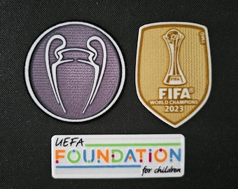 Manchester City Champions League, vincitori della Coppa del Mondo 2023 e Foundation Sleeve Patch Badge Set Football Heat Transfer