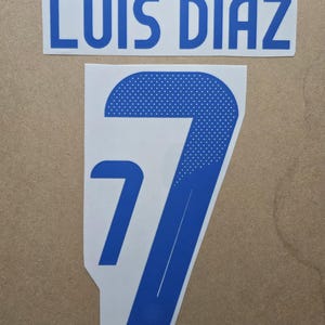 Luis Diaz #7 Nameset Colombia Nazionale Calcio Trasferimento Termico
