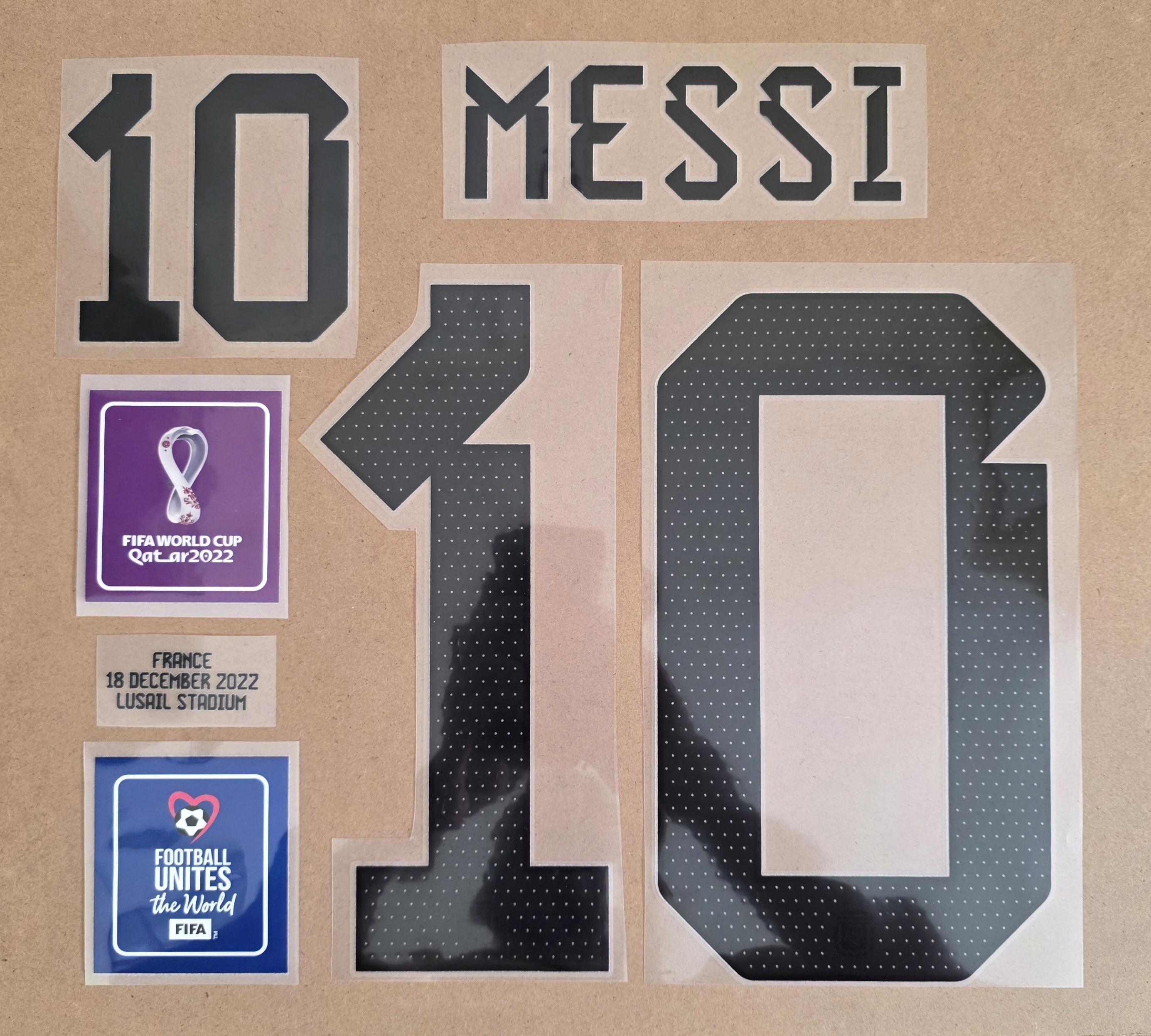Messi #10 Nameset Argentina Coppa Del Mondo Finale Qatar 2022