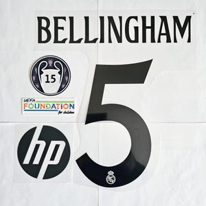 Bellingham #5 Nameset 2024-2025 Real Madrid Champions League Football Patch Badge