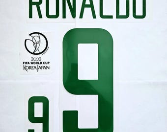 Ronaldo #9 Nameset Brasile Coppa del mondo Corea Giappone 2002 patch Calcio Trasferimento termico