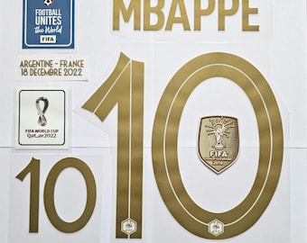 Mbappe #10 Nameset e toppe Francia Coppa del Mondo Finale Qatar 2022 Squadre nazionali Calcio Trasferimento termico