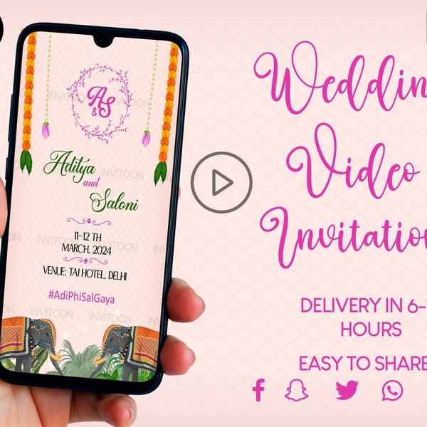 Hindu Wedding Invitation, Indian Wedding Invite, Wedding Video Invitation, Indian Wedding Card, Indian Wedding Evite