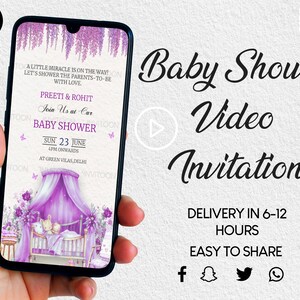 Faire-part vidéo shower de bébé, faire-part de fête d'anniversaire, faire-part vidéo de révélation de sexe, faire-part de baby shower, invitation de shower de bébé fille