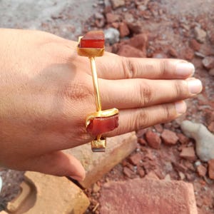 Carnelian Rough  Gemstone Bangle  Bracelet \ Minimal Bangle \ Bracelet For Women \ Anniversary Gifts \ Delicate Bracelet \ Bracelet