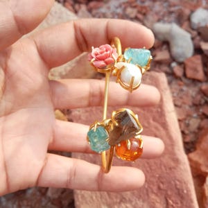 Multi Rough Gemstone Bangle  Bracelet \ Minimal Bangle \ Bracelet For Women \ Anniversary Gifts \ Delicate Bracelet \ Bracelet