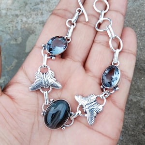 Designer Bracelet Topaz,Butter Fly,Link Bracelet,Silver Bracelet,Wedding Gift,7 inches,Adjustable Bracelet,Christmas Gifts,Gemstone Bracelet