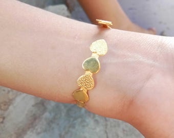 Vintage Style Heart Cuff Bracelet: Bohemian Wedding Jewelry