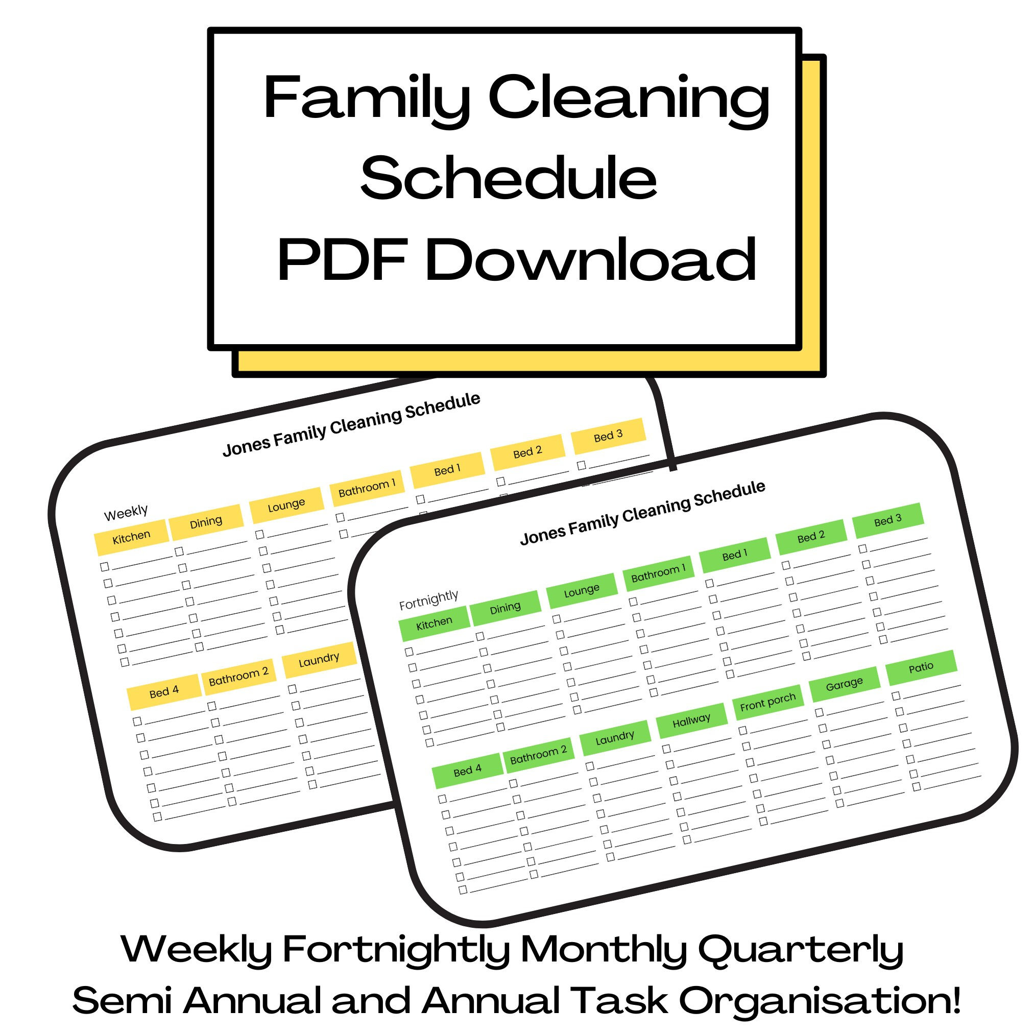 Editable Family Cleaning Routine Schedule Household Task Organisation ...