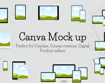 Canva course mockup template, digital product mockup, course creator mockups, canva template mockup, tech mockup, online course mockup