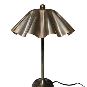 Vintage Brass Table Lamp with Pleated Shade Mid Century Modern Bedside Light Retro Brass Desk Lamp for Bedroom or Living Room Decor Gift image 7
