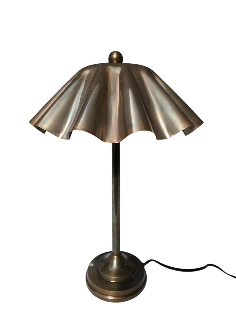 Vintage Brass Table Lamp with Pleated Shade Mid Century Modern Bedside Light Retro Brass Desk Lamp for Bedroom or Living Room Decor Gift image 7
