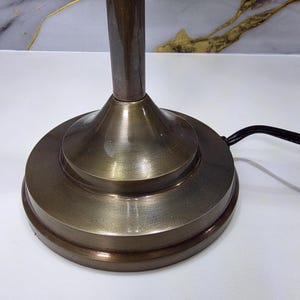 Vintage Brass Table Lamp with Pleated Shade Mid Century Modern Bedside Light Retro Brass Desk Lamp for Bedroom or Living Room Decor Gift image 10