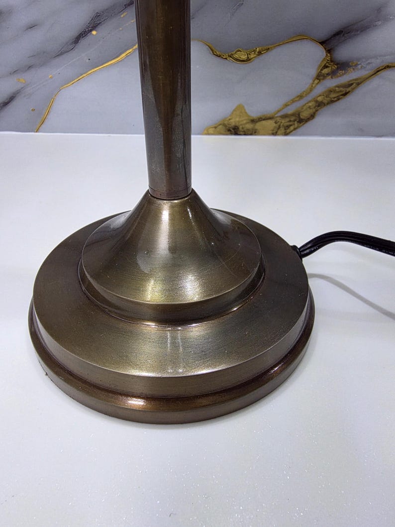 Vintage Brass Table Lamp with Pleated Shade Mid Century Modern Bedside Light Retro Brass Desk Lamp for Bedroom or Living Room Decor Gift image 10