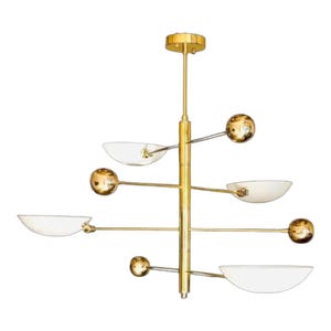 Mid Century Modern Sputnik Chandelier 4 Light Brass Pendant Lamp Semi Flush Mount Ceiling Light Fixture Handmade Home Lighting Decor Gift