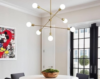 Chandelier Lighting Modern Sputnik Brass Ceiling Lamp Custom Home Decor Pendant Light Fixture Handmade New Home Gift Living Room Chandelier