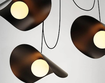 Modern 3-Light Pendant Chandelier Sculptural Black Cluster Ceiling Light Hanging Lamp for Dining Room Kitchen Living Room Home Decor Light