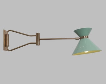 Aplique de pared de una sola pantalla de latón, lámpara de pared moderna de mediados de siglo, decoración del hogar, lámpara de noche, accesorio de iluminación, decoración de pared interior, regalo de iluminación