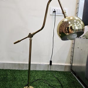 Vintage Table Lamp Mid Century Modern Task Light Handmade Polished Brass Desk Lamp Industrial Adjustable Arm Reading Lamp Home Office Decor