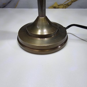 Vintage Brass Table Lamp with Pleated Shade Mid Century Modern Bedside Light Retro Brass Desk Lamp for Bedroom or Living Room Decor Gift image 4