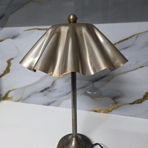 Vintage Brass Table Lamp with Pleated Shade Mid Century Modern Bedside Light Retro Brass Desk Lamp for Bedroom or Living Room Decor Gift image 9