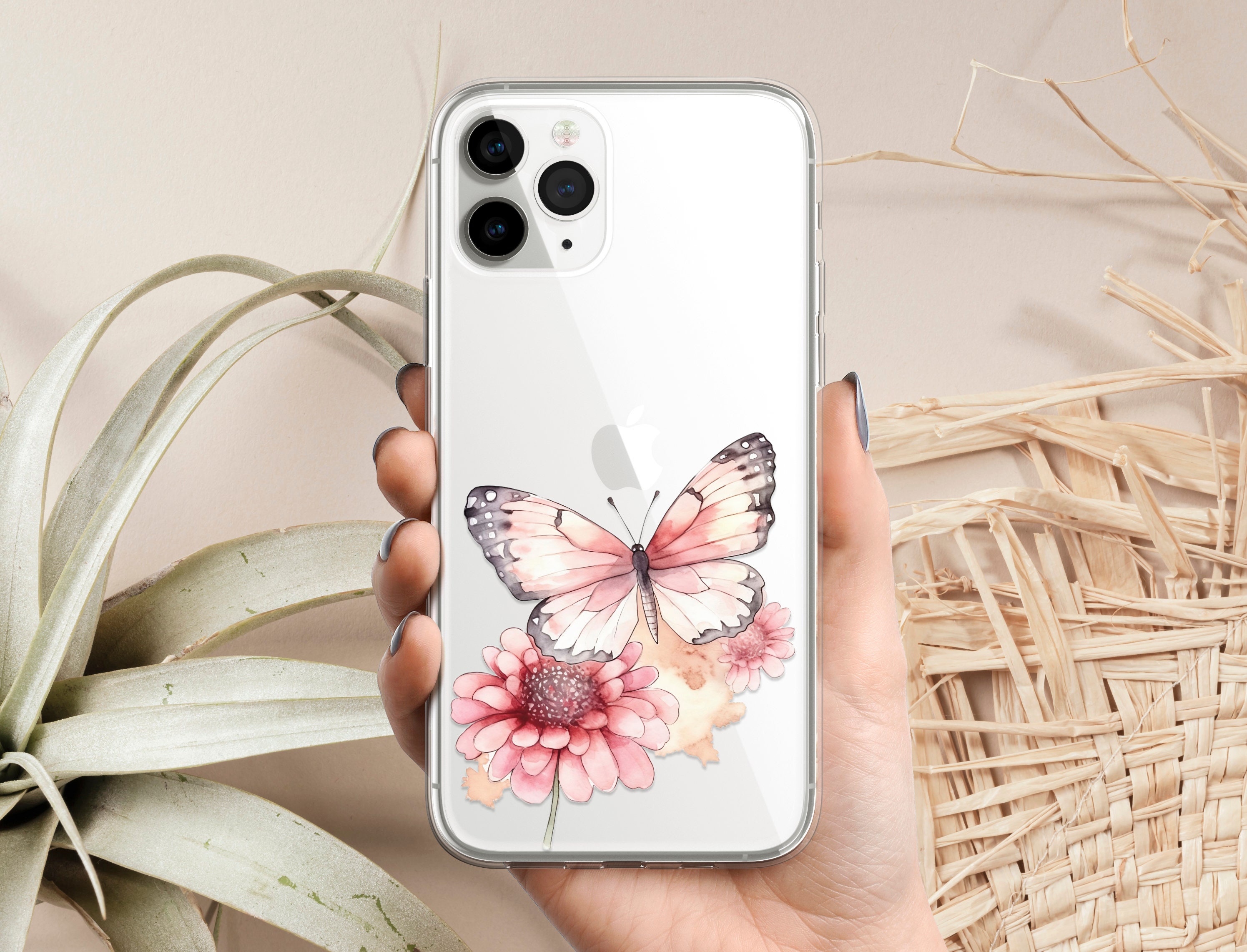 Butterfly Clear iPhone 14 13 12 Pro Max Case, Blue Pink Print Cute Gif –  Starcove Fashion