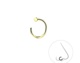 Flat Top Nose Hoop. Nose Piercing. Nose Jewelry. Gold Nose Hoop. Nose Ring. Body Piercing Jewelery.