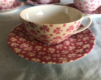 Service à thé  "Ulysse" Rose Manuel Canovas  Porcelaine de Limoges Vintage